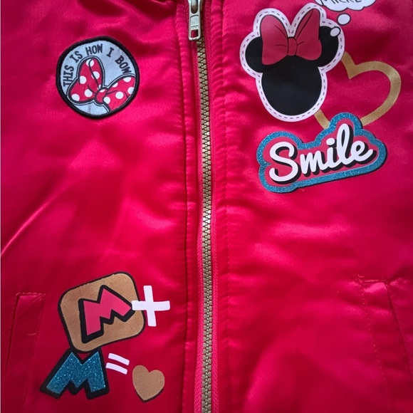 Disney Cherry Red Minnie Mouse 5/6yo zip up satin jacket. Vintage. Exclnt cdtn. - Picture 2 of 8